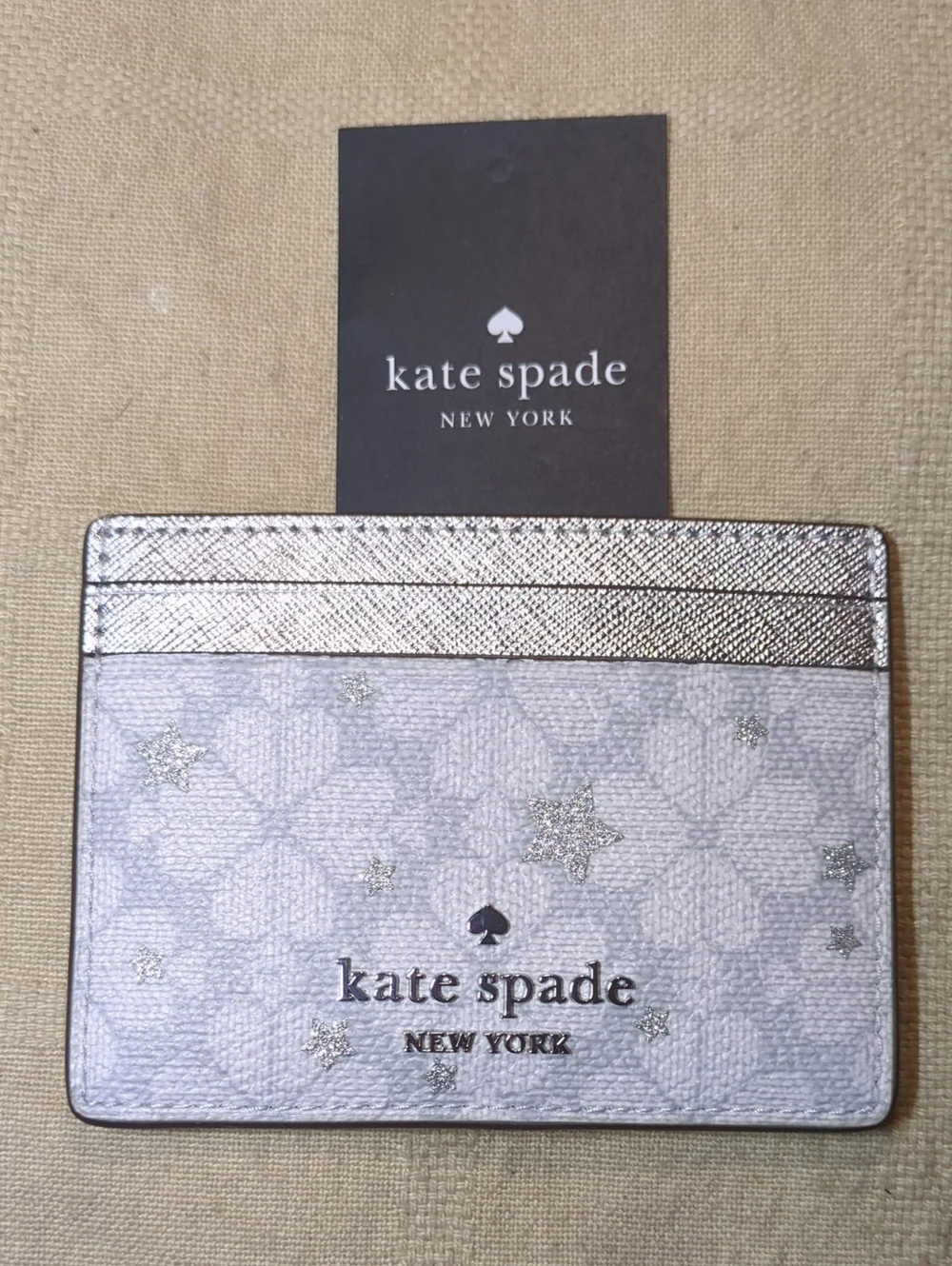 Kate Spade Silver Star Floral Spade Card     Holder NOW ONLY $75